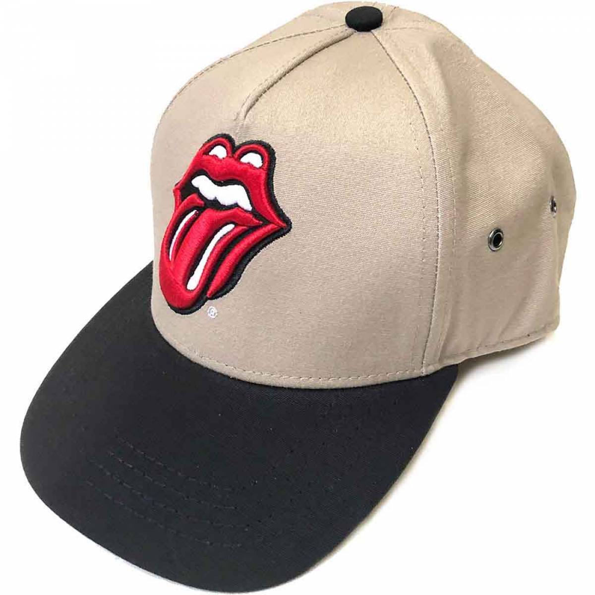 【予約商品】THE ROLLING STONES Unisex Snapback Cap: Classic Tongue (Black & Sand) - BLACK & SAND