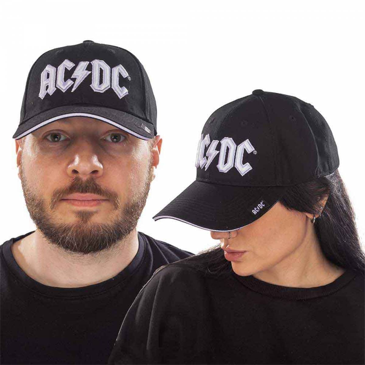 【予約商品】AC/DC Unisex Baseball Cap: White Logo (Black) - BLACK