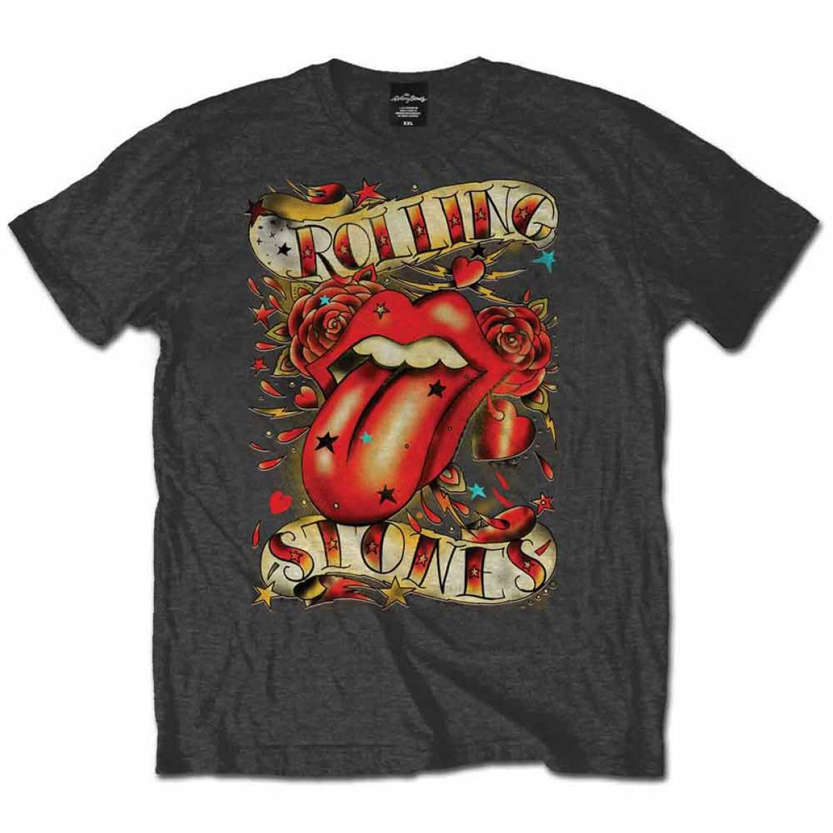 【予約商品】THE ROLLING STONES バンドTシャツ ユニセックス: Tongues & Stars (Brown) - BROWN