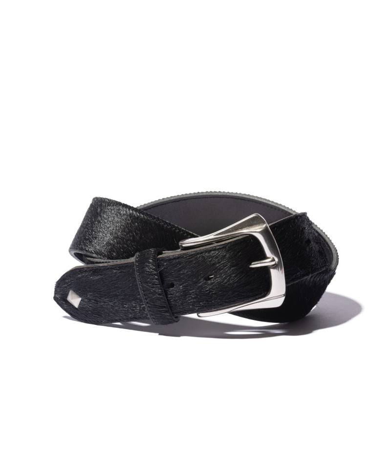 【予約商品】glamb(グラム) Hair Calf Belt / ヘアカーフベルト - Black