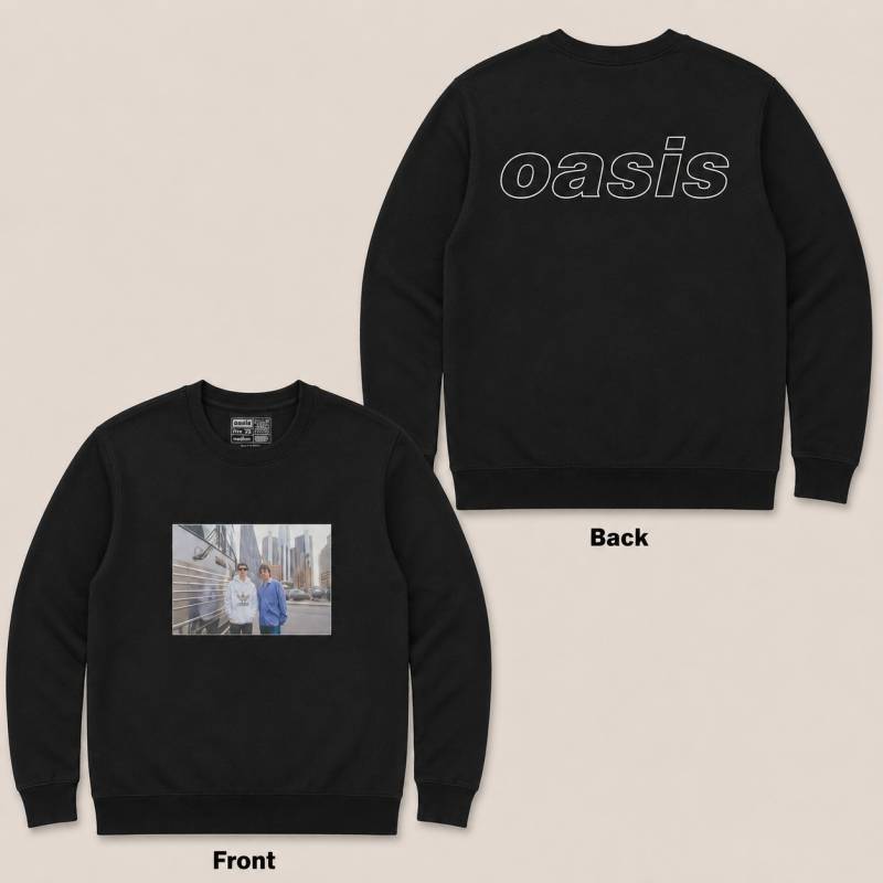 【予約商品】OASIS Unisex Sweatshirt: Detroit Bus Photo (Black) (Back Print & Ex-Tour)