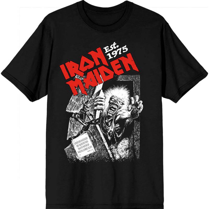 【予約商品】IRON MAIDEN バンドTシャツ ユニセックス: Est. 1975 No Prayer Grave Red Logo (Black)
