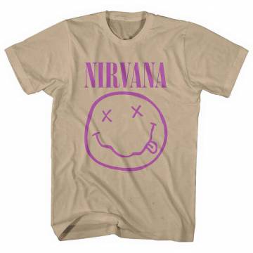 【予約商品】NIRVANA バンドTシャツ ユニセックス: Purple Happy Face (Sand) - SAND