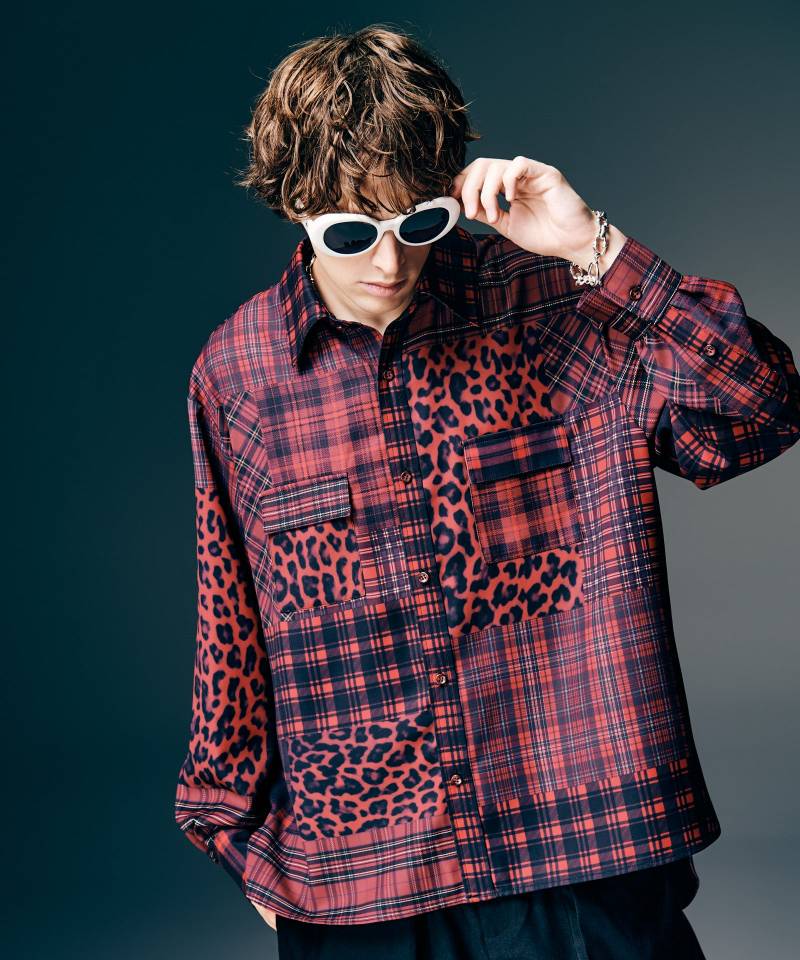 【予約商品】glamb(グラム)Patchwork Print Shirt / パッチワークプリントシャツ - Red
