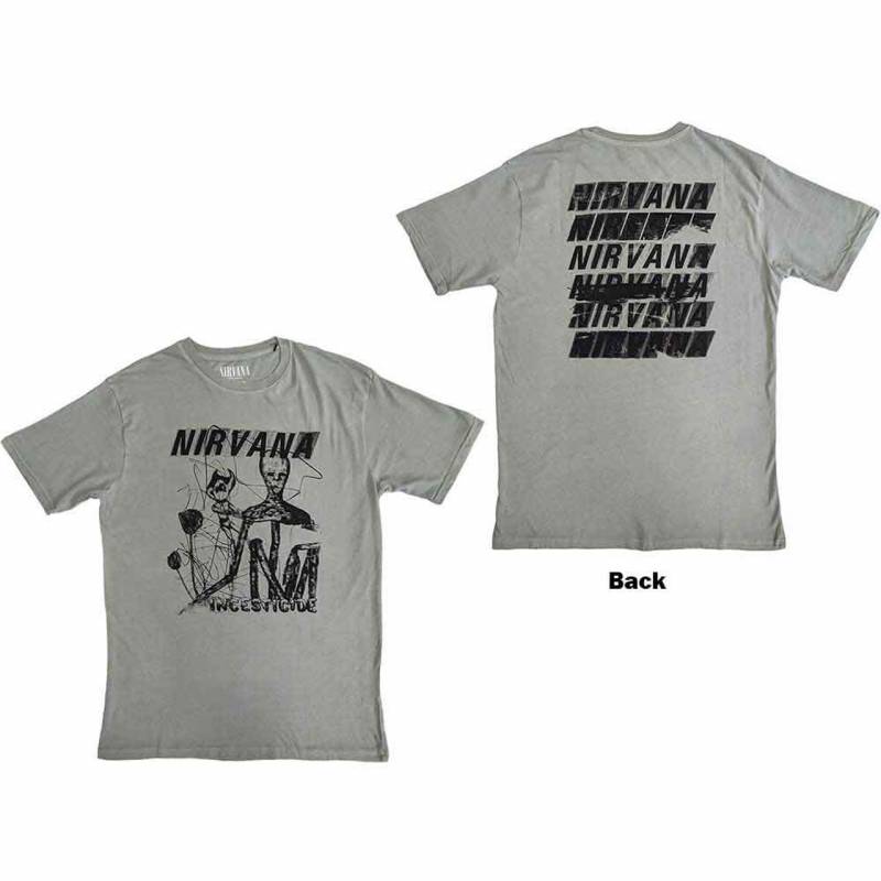 【予約商品】NIRVANA バンドTシャツ ユニセックス: Incesticide Stacked Logo (Green) (Back Print)