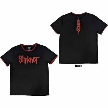 【予約商品】SLIPKNOT Unisex Ringer バンドTシャツ: Logo (Black) (Back Print) - BLACK