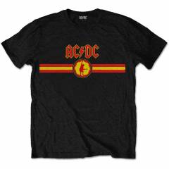 【予約商品】AC/DC バンドTシャツ ユニセックス: Logo & Stripe (Black) - BLACK