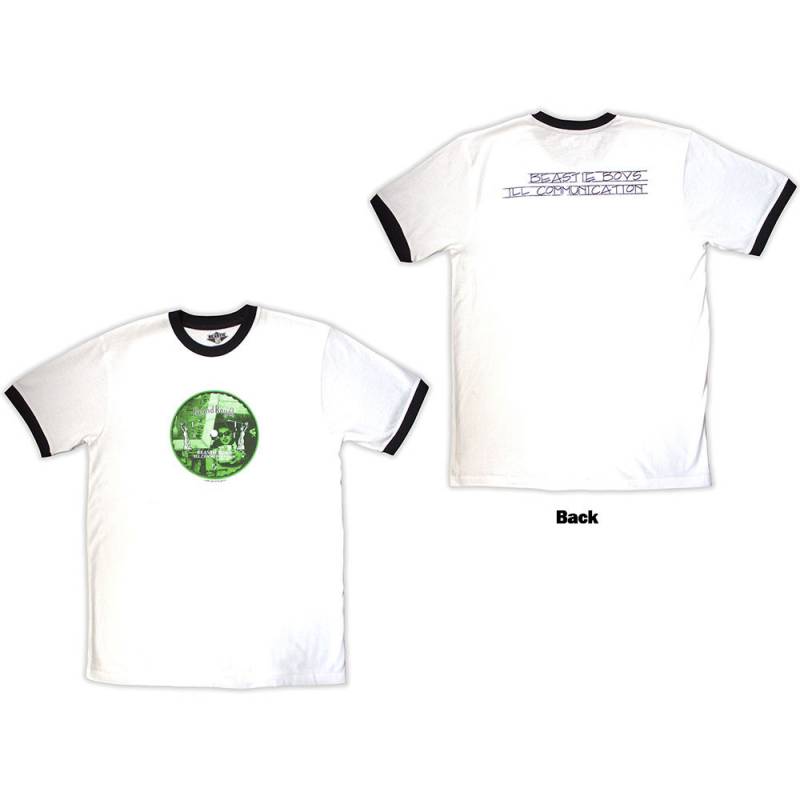 【予約商品】The BEASTIE BOYS Unisex Ringer バンドTシャツ: Record Label (White) (Back Print)