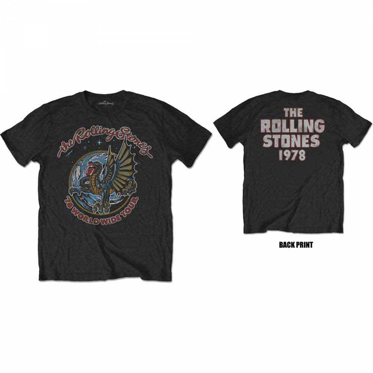 【予約商品】THE ROLLING STONES バンドTシャツ ユニセックス: Dragon '78 (Black) (Back Print) - BLACK