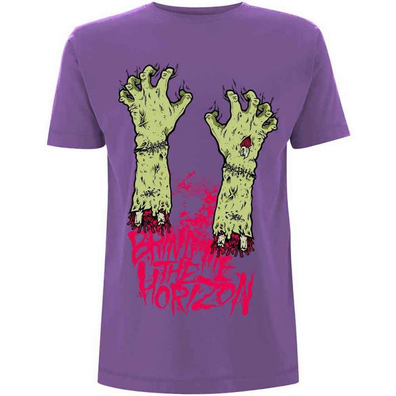 【予約商品】BRING ME THE HORIZON バンドTシャツ ユニセックス: Zombie Hands (Purple)