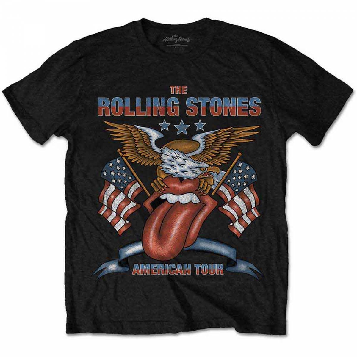 【予約商品】THE ROLLING STONES バンドTシャツ ユニセックス: USA Tour Eagle (Black) - BLACK