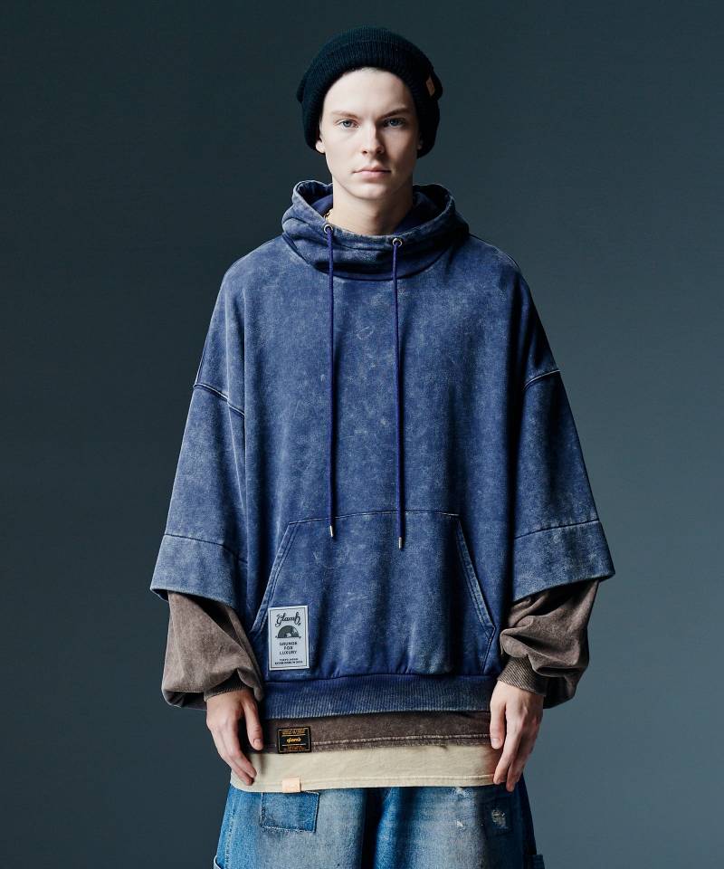 【予約商品】glamb(グラム) Tri Layered Hoodie / トライレイヤードフーディ - Blue