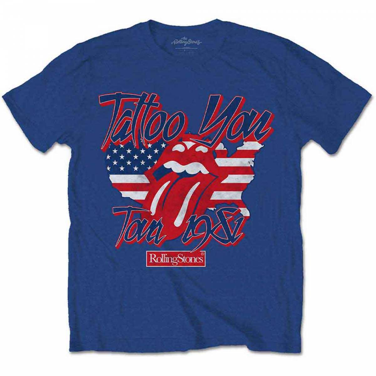 【予約商品】THE ROLLING STONES バンドTシャツ ユニセックス: Tattoo You Americana (Blue) - BLUE