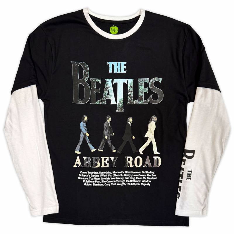 【予約商品】THE BEATLES Unisex Layered Long Sleeve バンドTシャツ: Abbey Road Infill (Black & White) (Sleeve Print)