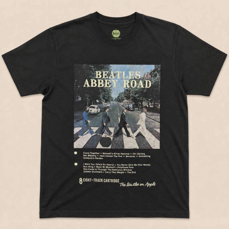 【予約商品】THE BEATLES バンドTシャツ ユニセックス: Abbey Road 8 Track (Black)