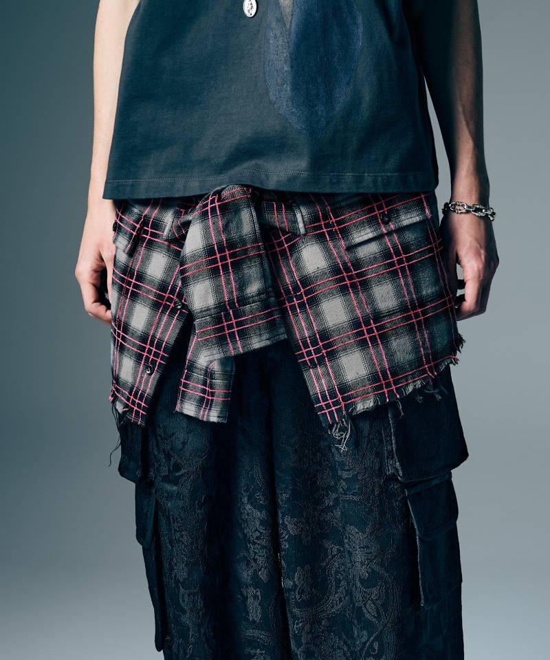 【予約商品】glamb(グラム) Check Shirt Bag / チェックシャツバッグ - Gray