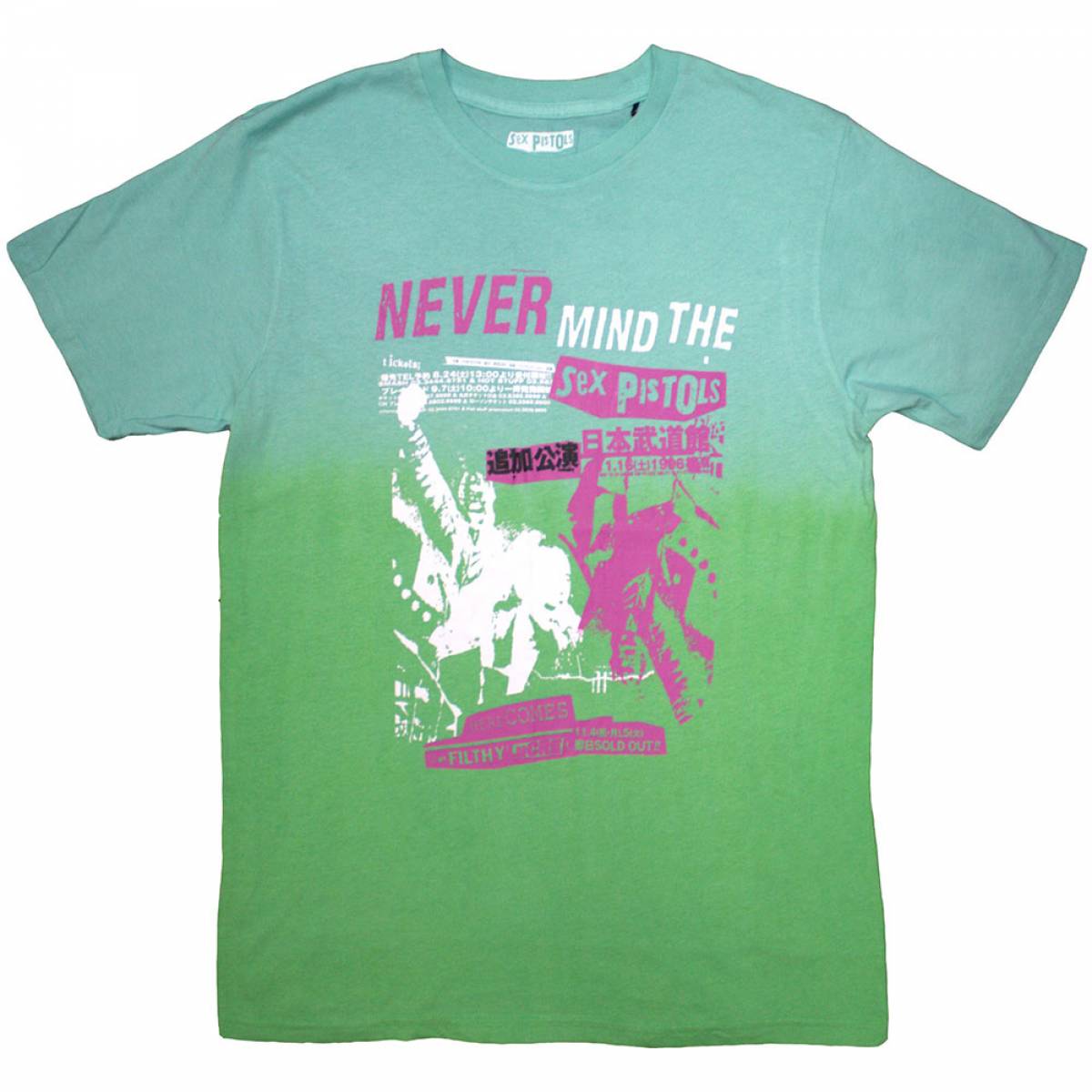 【予約商品】THE SEX PISTOLS バンドTシャツ ユニセックス: NMTB Japan (Green) (Wash Collection) - GREEN