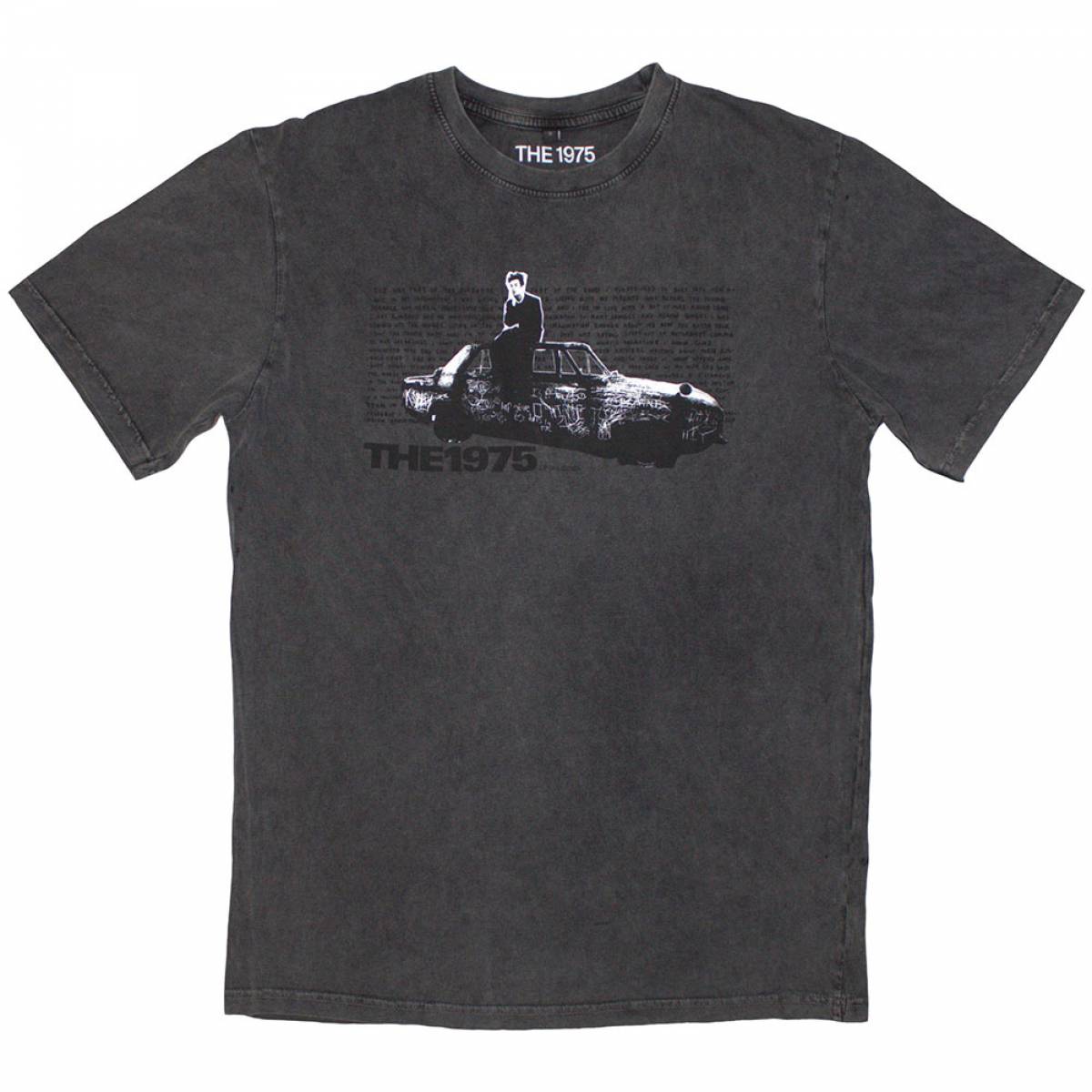 【予約商品】THE 1975 Unisex Stone Wash バンドTシャツ: Car Photo - CHARCOAL GREY