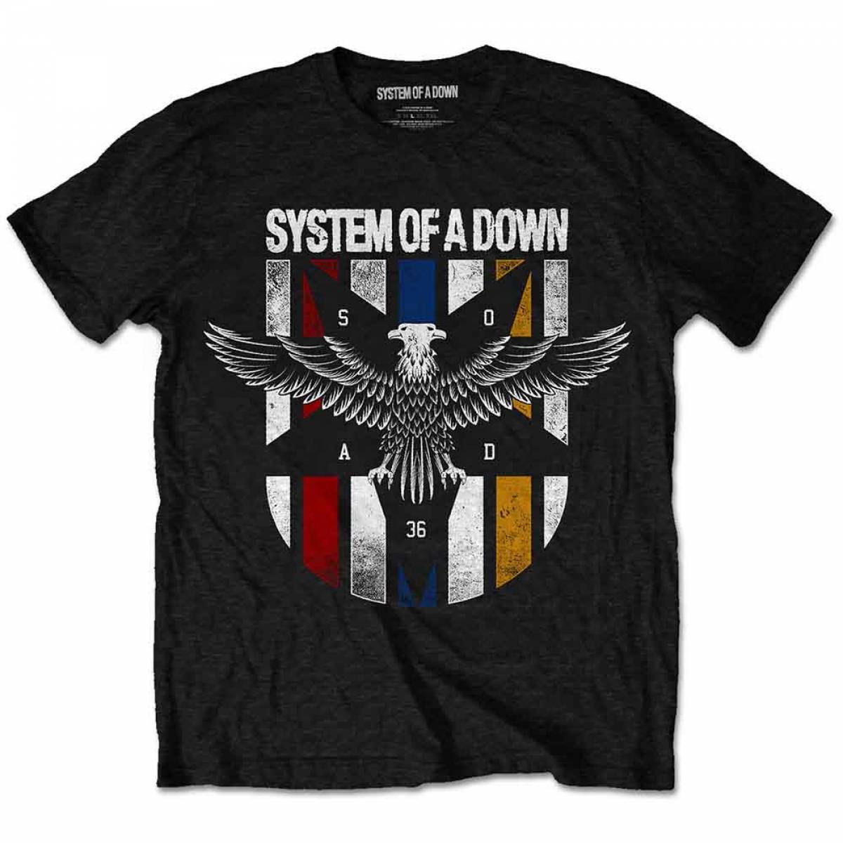 【予約商品】SYSTEM OF A DOWN バンドTシャツ ユニセックス: Eagle Colours (Black) - BLACK