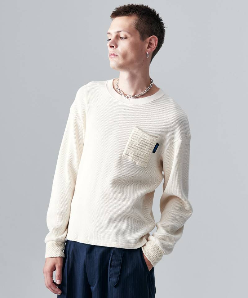 【予約商品】glamb(グラム)Blue Noise Thermal Cutsew / ブルーノイズサーマルカットソー - White