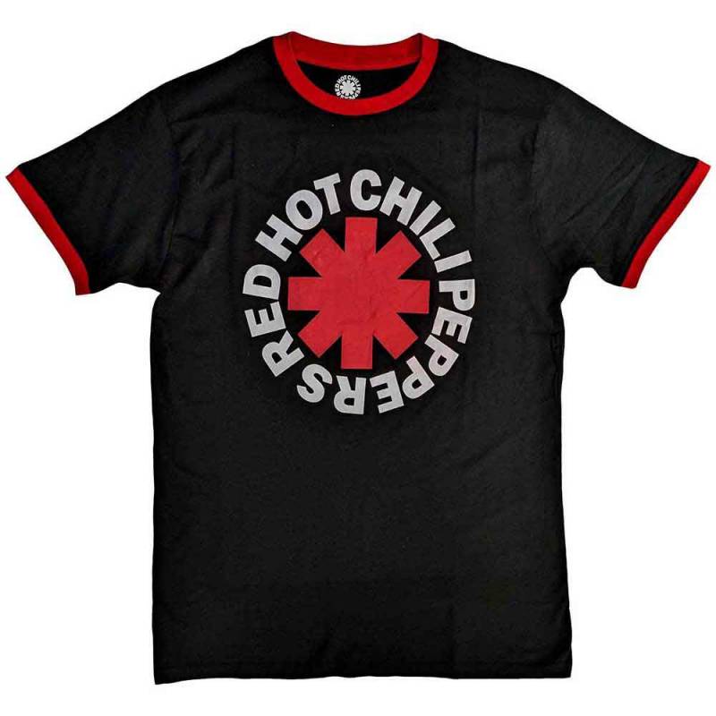 【予約商品】RED HOT CHILI PEPPERS Unisex Ringer バンドTシャツ: Classic Asterisk (Black)