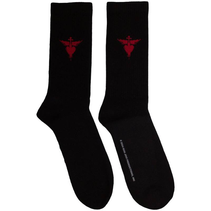 【予約商品】BON JOVI Unisex Terry Socks: Dagger Heart (Black) (UK Size 7 - 11)