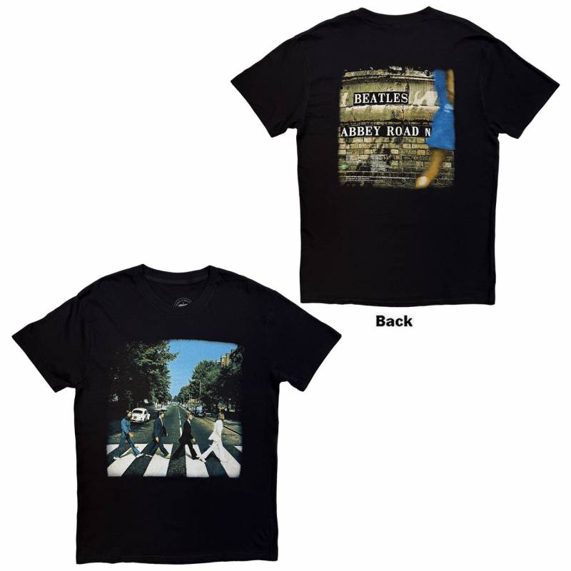 【予約商品】THE BEATLES バンドTシャツ ユニセックス: Vintage Abbey Road (Black) (Back Print)