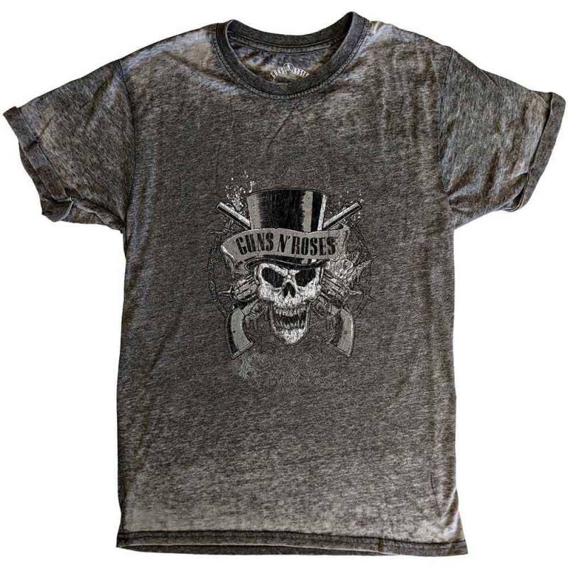 【予約商品】GUNS N' ROSES Unisex Burnout バンドTシャツ: Faded Skull (Charcoal Grey)