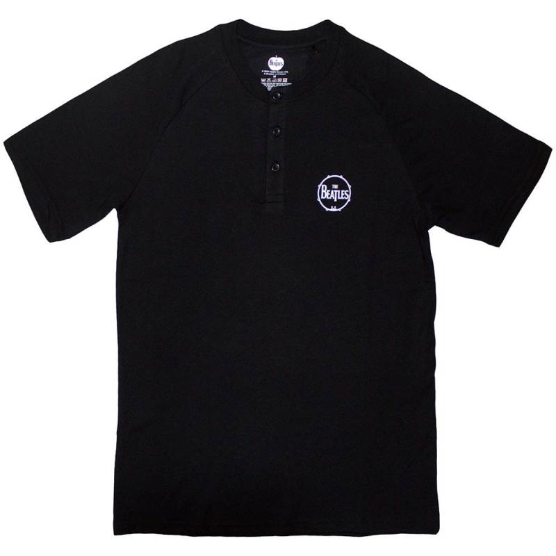 【予約商品】THE BEATLES Unisex Raglan バンドTシャツ: Mini Drum Logo (Black) (3 Button Collar)