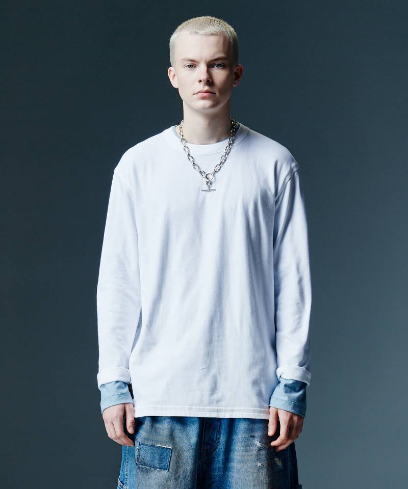 【予約商品】glamb(グラム) Staple Reversible Cutsew / ステープルリバーシブルカットソー - Blue×White