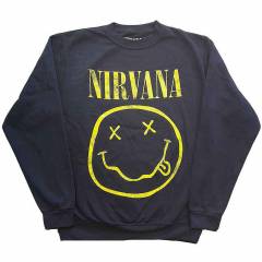 【予約商品】NIRVANA Unisex Sweatshirt: Yellow Happy Face (Navy Blue)