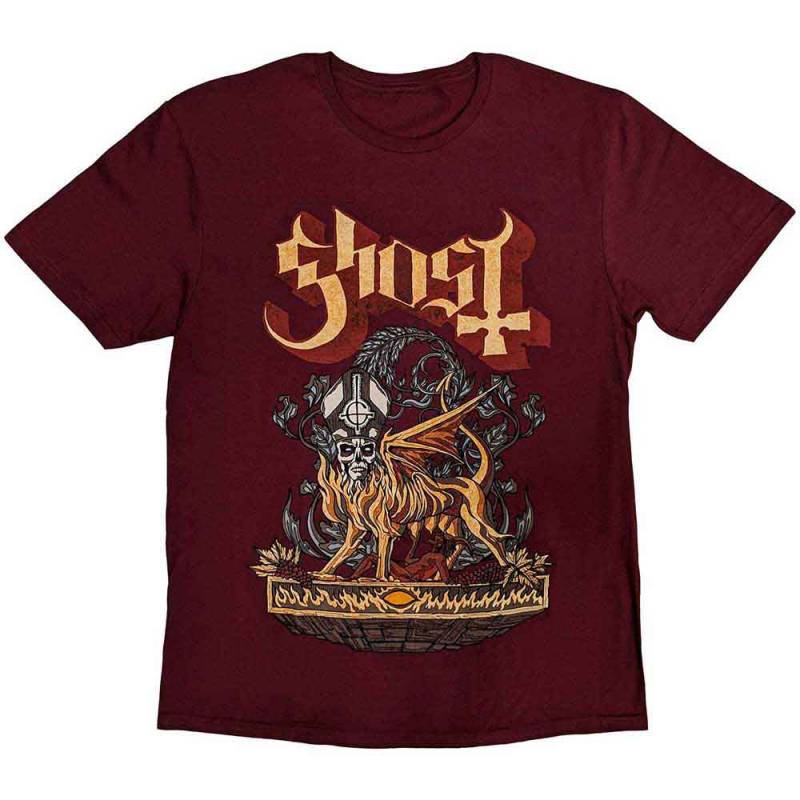 【予約商品】GHOST バンドTシャツ ユニセックス: Firemilk (Maroon Red)