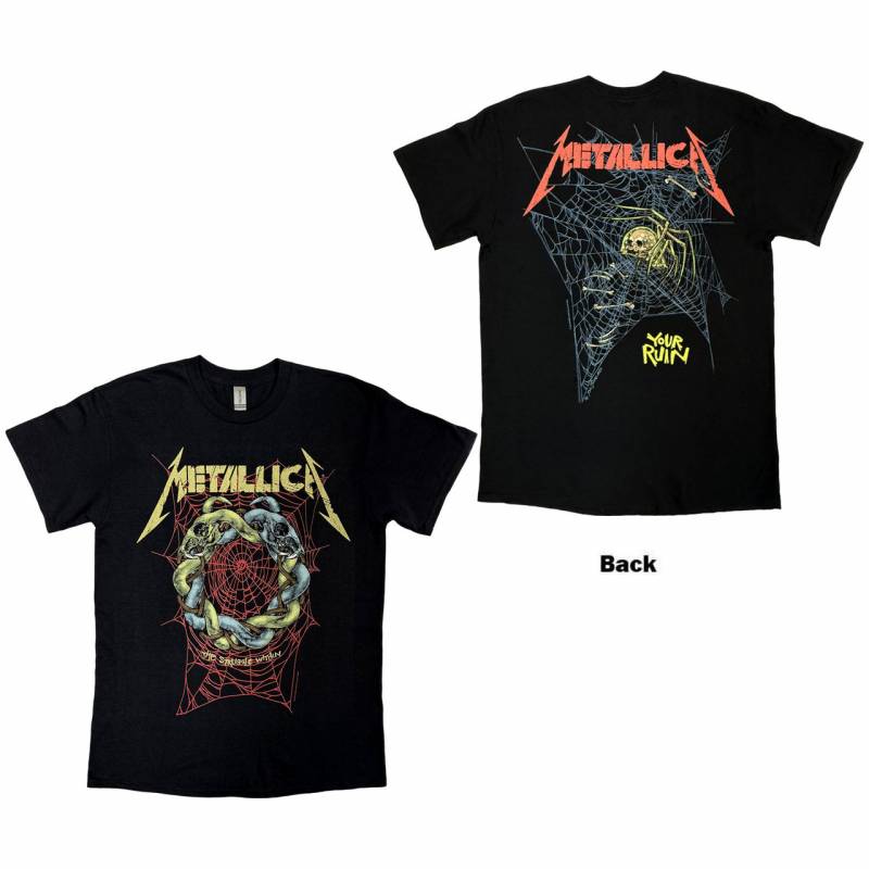 【予約商品】METALLICA バンドTシャツ ユニセックス: Ruin/Struggle (Black) (Back Print)