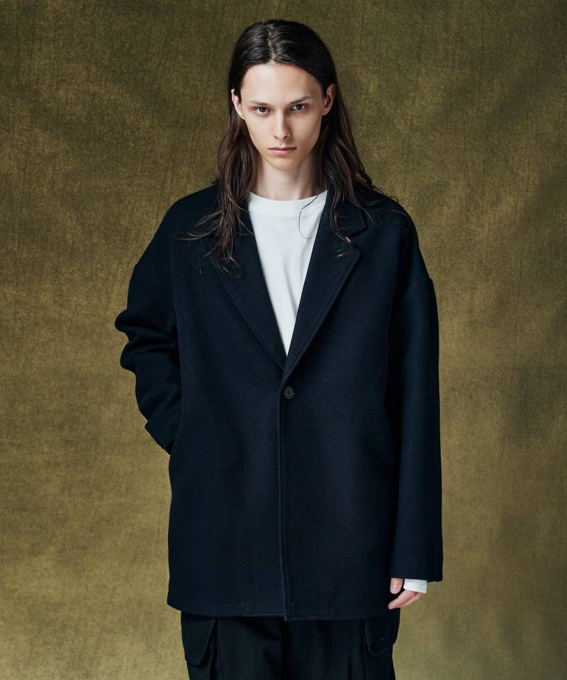 【予約商品】glamb(グラム) Single Button Oversize Coat / シングルボタンオーバーサイズコート - Black