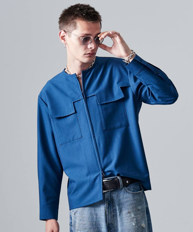 【予約商品】glamb(グラム)Blue Noise Minimal Shirt / ブルーノイズミニマルシャツ - Blue