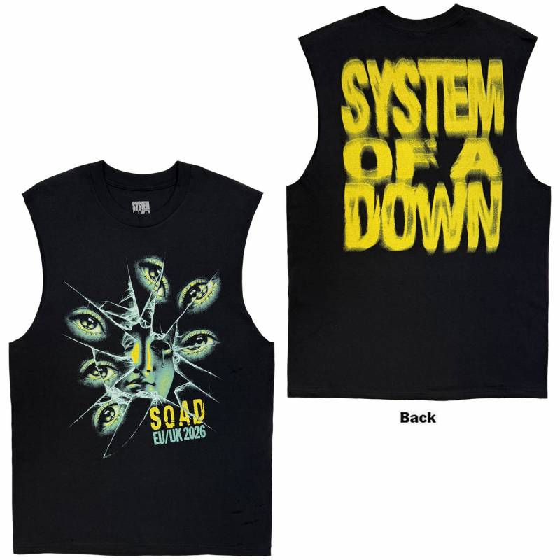 【予約商品】SYSTEM OF A DOWN Unisex Tank バンドTシャツ: Shattered Eyes Tour '26 (Black) (Back Print & Ex-Tour)
