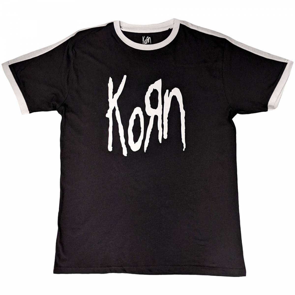 【予約商品】KORN Unisex Ringer バンドTシャツ: Logo (Black) - BLACK
