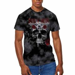 【予約商品】GUNS N' ROSES バンドTシャツ ユニセックス: Flower Skull (Dip-Dye On Grey) (Wash Collection)