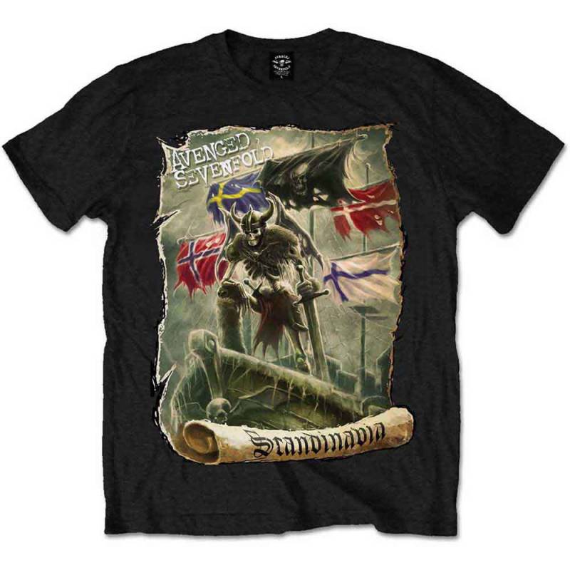 【予約商品】AVENGED SEVENFOLD バンドTシャツ ユニセックス: Scandinavia (Black)