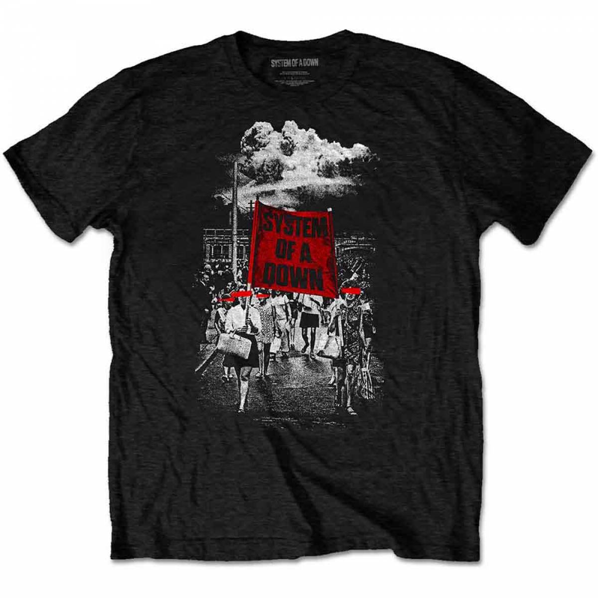 【予約商品】SYSTEM OF A DOWN バンドTシャツ ユニセックス: Banner Marches (Black) - BLACK