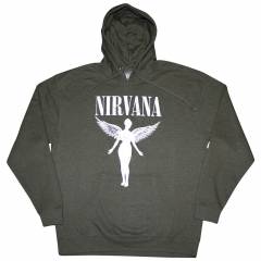 【予約商品】NIRVANA Unisex Pullover Hoodie: Angelic Mono (Khaki Green)