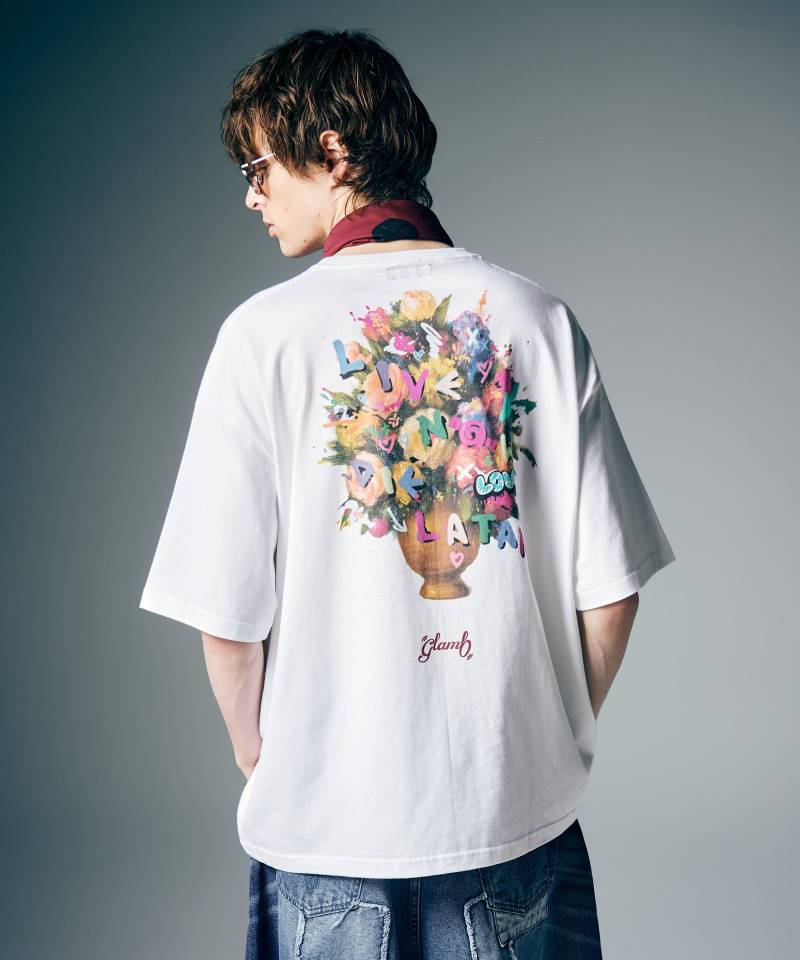 【予約商品】glamb(グラム) Flower Graffiti T-Shirt / フラワーグラフィティTシャツ - White