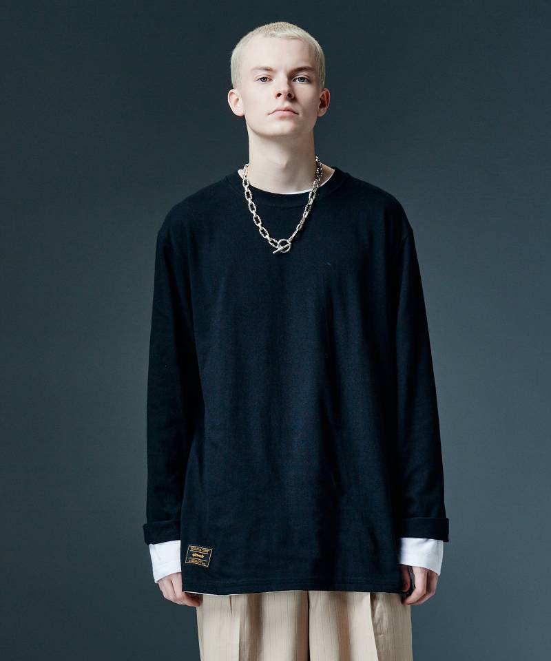 【予約商品】glamb(グラム) Staple Reversible Cutsew / ステープルリバーシブルカットソー - White×Black