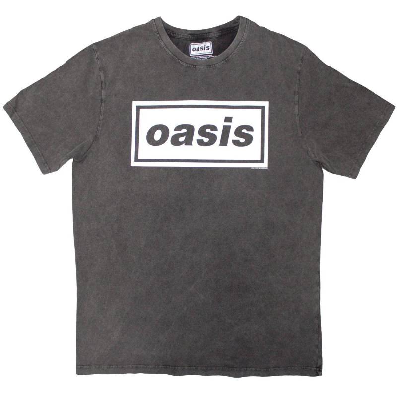 【予約商品】OASIS Unisex Stone Wash バンドTシャツ: Decca Logo (Charcoal Grey)
