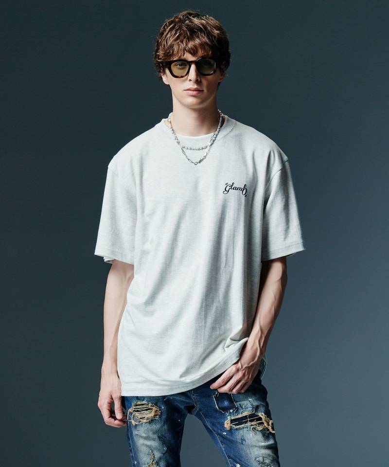 【予約商品】glamb(グラム) Staple Reversible T-Shirt / ステープルリバーシブルTシャツ - Oatmeal×White