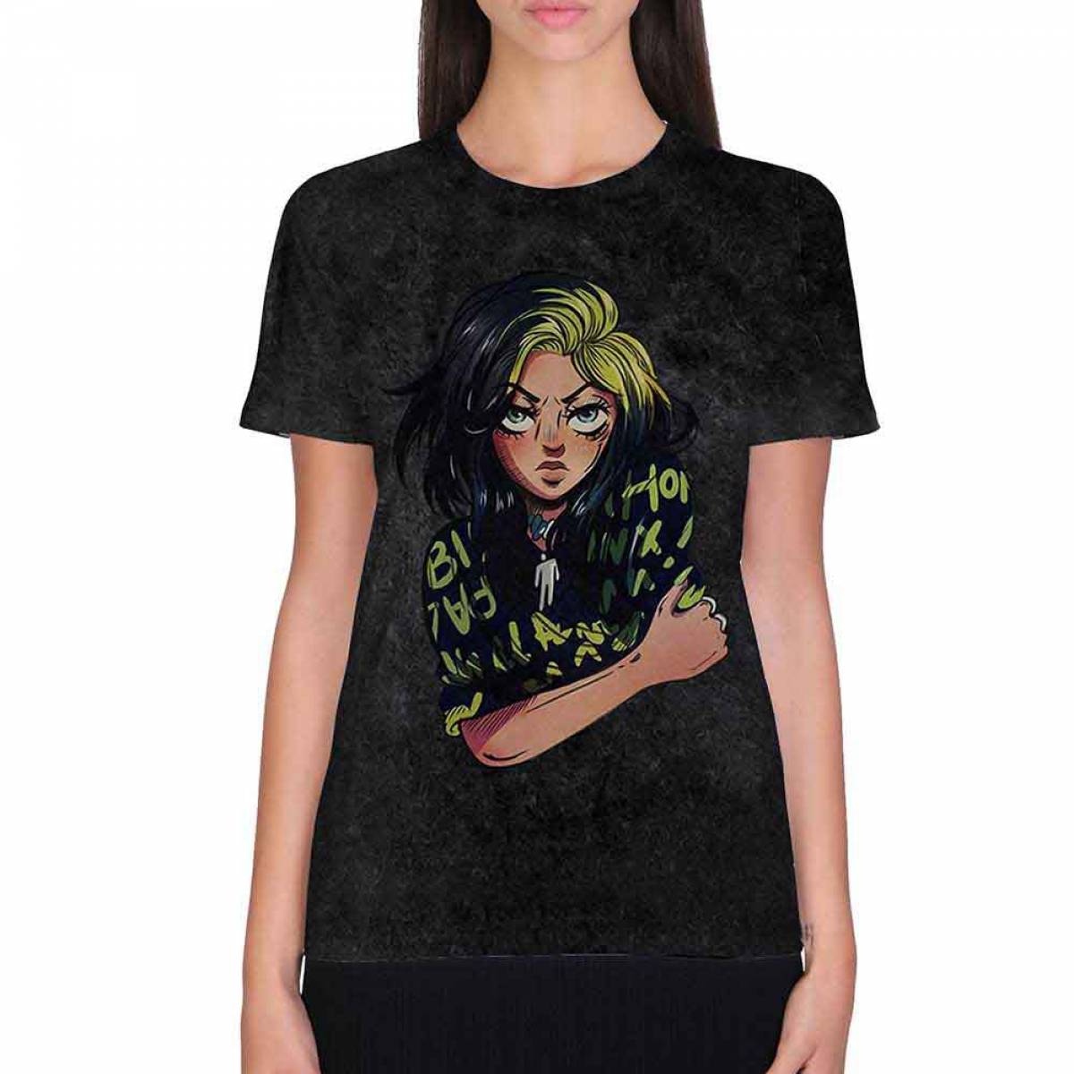 【予約商品】BILLIE EILISH バンドTシャツ ユニセックス: Anime Billie (Wash Collection) - BLACK