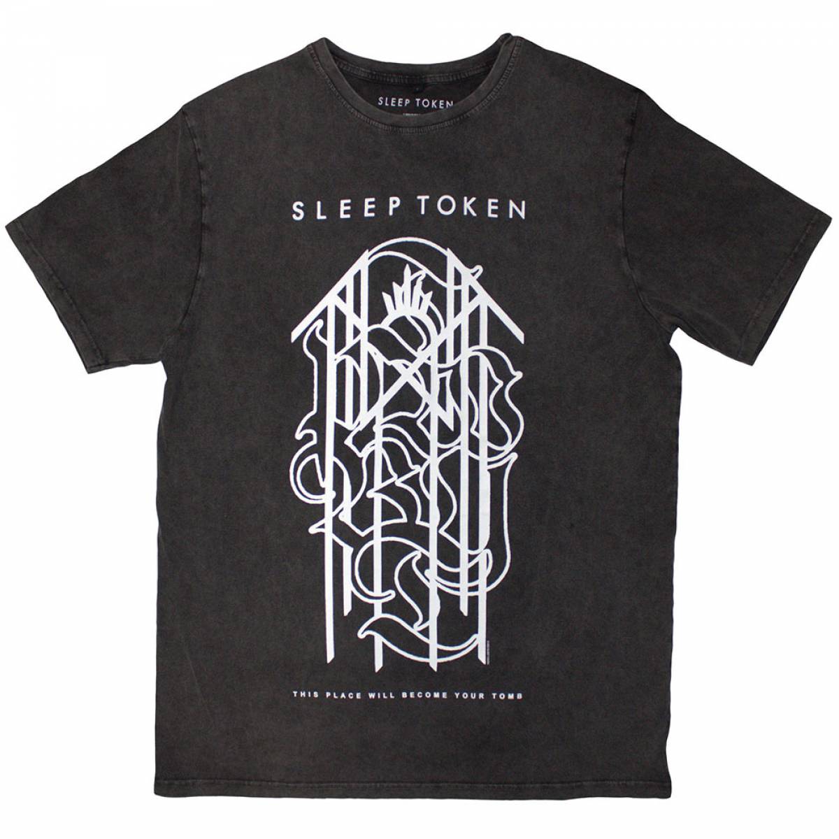 【予約商品】SLEEP TOKEN Unisex Stone Wash バンドTシャツ: Tomb Sigil (Charcoal Grey) - CHARCOAL GREY