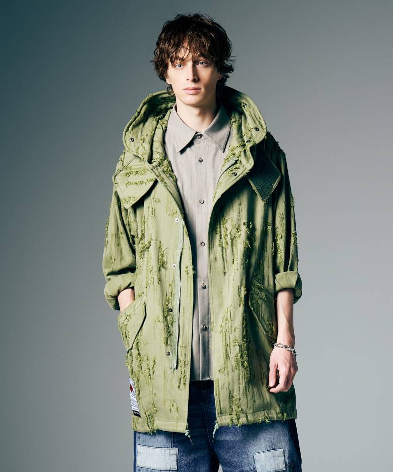 【予約商品】glamb(グラム) High Neck Shirt Mods Coat / ハイネックシャツモッズコート - Khaki