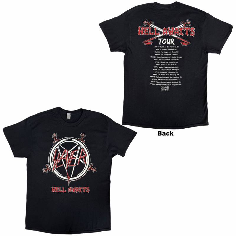 【予約商品】SLAYER バンドTシャツ ユニセックス: Hell Awaits Tour (Black) (Back Print)