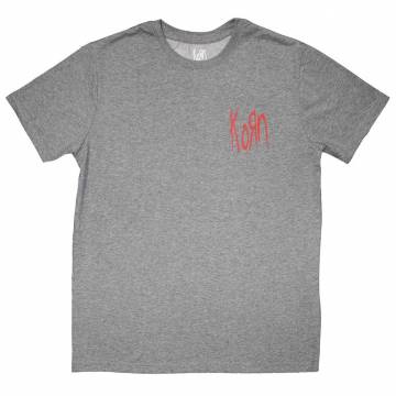 【予約商品】KORN バンドTシャツ ユニセックス: Mini Red Logo (Grey) - GREY